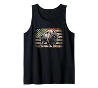 Bison Camo USA Flag T-Shirt - Patriotic Buffalo Hunting Tank Top