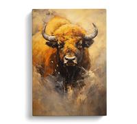 Bison Contemporary Art No.2 Canvas Print | Gallery Wrapped 30mm Frame Wall Art | 30x20 inches | Ready to Hang | Contemporary Picture | Living Room Bedroom Lounge Office