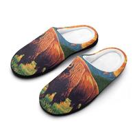Bison Cow Forests Woods Mountain Mens Winter Warm Slippers Rubber Sole Comfortable Cotton House Shoes For Daily Wear 11-12（44-45）