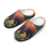 Bison Cow Forests Woods Mountain Women's Slippers Non-Slip Rubber Warm Shoes for Winter Indoor Bedroom