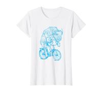 Bison Cycling Bicycle Buffalo Funny Animal Riding Bike Value Graphic T-Shirt, Women, White, L
