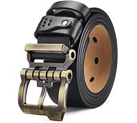 BISON DENIM Leather Belts for Men 1.5'' Mens Belt Anti-Scratch Buckle | Waistband Casual with Gift Box, Belt for Jeans Cowboy & Work Wear, Single Prong Buckle