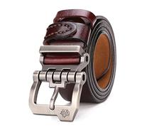 BISON DENIM Leather Belts for Men 1.5'' Mens Belt Anti-Scratch Buckle | Waistband Casual with Gift Box, Belt for Jeans Cowboy & Work Wear, Single Prong Buckle
