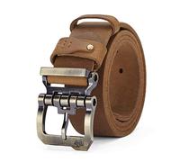 BISON DENIM Men's Belt - Leather Waistband with Anti-Scratch Pin Great for Jeans Cowboy & Work Wear Casual Alloy Buckle Belts