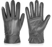 BISON DENIM Winter Genuine Sheepskin Leather Gloves for Men, Touchscreen Texting Warm Cashmere Lined Gloves for Driving