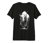 Bison Forest Animal Nature Wild Motif Wildlife Drawing Men Premium T-Shirt