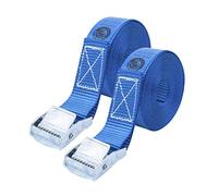 Bison Gear Cam Buckle Tie Down Straps 2.5m x 25mm, 250kg Break Strength, 2 Pack, UV Resistant Roof Rack Lashing, Blue