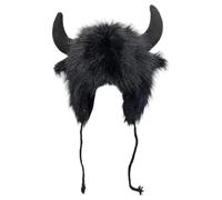 Bison Hat - Plush Earflap Hat with Horns, Warm Animal Cosplay Costume Hat, Soft and Fluffy Buffalo Hat for Halloween, Gift for Men and Women, Cute Winter Accessories, Original