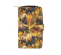 Bison Herd Fashion Wallet Credit Card Holder Slim Coin Pocket Purse Handheld Phone Bags for Women Men 8×4.5×1.5 Inches