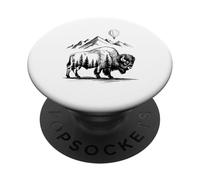 Bison Hiking Enthusiast Mountain Camping Hiker Campers PopSockets Adhesive PopGrip