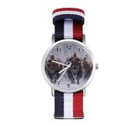 Bison in Snowy Custom Quartz Watches Arabic Numerals Wrist Watch with Adjustable Strap for Men Women