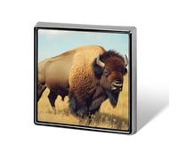 Bison in The Great Plains Brooch Pins 0.7" Metal Badge Jewelry Decor for Clothes Laple Tie Backpack Accessories