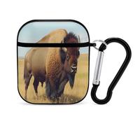 Bison in The Great Plains Earbuds Case for Airpods 1 2 Accessories Hard Earphones Cover with Keychain