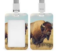 Bison in The Great Plains ID Badge Holder Name Card Holders Photocard Case with Lanyard for Teacher Nurse Office