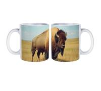 Bison in The Great Plains Personalised Coffee Cup Ceramic Mug with Handle 11oz Customised Gifts 1Pcs