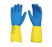 BISON LIFE 13" Chemical-Resistant Neoprene Gloves - 20 Mil Reusable Industrial Protective Gloves (3 Pairs), Flocklined with Diamond Grip, for Lab Work, Cleaning, Waste Management, Dishwashing, Medium