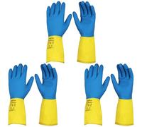 BISON LIFE 3 Pairs 13" Chemical-Resistant Neoprene Gloves - 20 Mil Reusable Industrial Protective Gloves, Flocklined with Diamond Grip, for Lab Work, Cleaning, Waste Management, Dishwashing, Large