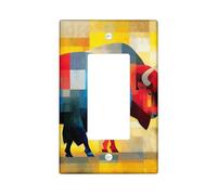 Bison Light Switch Cover Plate, Colorful Blue and Red Buffalo for Home Decor, Thermoplastic Wall Plates, Standard Size Single Rocker