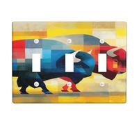 Bison Light Switch Cover Plate, Colorful Blue and Red Buffalo for Home Decor, Thermoplastic Wall Plates, Standard Size Triple Toggle