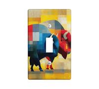 Bison Light Switch Cover Plate, Colorful Blue and Red Buffalo for Home Decor, Thermoplastic Wall Plates, Standard Size Single Toggle