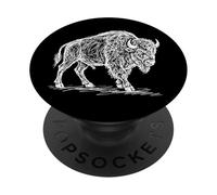 Bison Line Art American Buffalo PopSockets Adhesive PopGrip