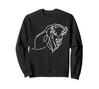 Bison Line Art Wildlife Buffalo Drawing Design Sweatshirt