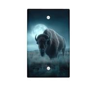 Bison Moonlight Light Switch Cover Plates, Night Sky Buffalo Design for Home Decor, Thermoplastic Wall Plates, Standard Size Blank Cover Plate