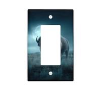 Bison Moonlight Light Switch Cover Plates, Night Sky Buffalo Design for Home Decor, Thermoplastic Wall Plates, Standard Size Single Rocker