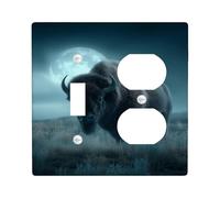 Bison Moonlight Switch Cover Plates, Buffalo Night Sky for Home Decor, Thermoplastic Wall Plates, Standard Size Duplex Rocker