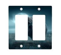 Bison Moonlight Switch Cover Plates, Buffalo Night Sky for Home Decor, Thermoplastic Wall Plates, Standard Size Double Rocker