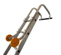 Bison Products Industrial Roof Hook with Stability Bar - Aluminium Ladder Ridge Hook, Universal Fit, Location Wheels, Rung Clamp & Anchor, 3kg Lightweight Design for Safe Roof Access