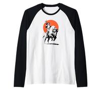 Bison Rider Cowboy Dude on an American Buffalo Raglan Baseball Tee
