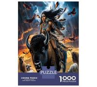 Bison Rider Plain 1000 Pieces Jigsaw Puzzle Bundle Tribal Prairie Majesty Jigsaw Puzzle Extra-Thick Cardboard Jigsaw Puzzle Collector Mind Relaxation Office Break Travel 70x50cm/1000pcs