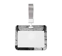 Bison Skull Horn Id Badge Holder with Lanyard-Horizontal Card Protector, Clear Abs Hard Shell for Work Office Events