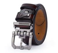 BISON SPIRIT Men's Belt Leather Waistband Casual Alloy Buckle fashion Belts.