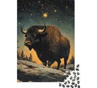 Bison Under Starry Sky Jigsaw Puzzle for Adults, 1000 Pieces, 38x26cm/1000pcs, Screen-Free Activity, Relaxing Indoor Time And Time at Home