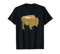 Bison Vintage Retro Buffalo Pine Forest Wildlife Graphic T-Shirt