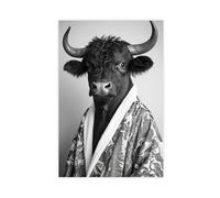 Bison Wearing A Bathrobe_ Funny Bathroom Wall Art_ Cute Laundry Room Decor_ Retro Animals in Bathroom_ Cute Bison Print_ Ai Art-1_4