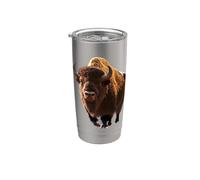 Bison Wild Cattle Bos Bison Prairie American Buffalo Stainless Steel Insulated Tumbler