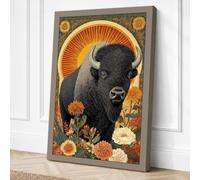 Bison with Sacred Halo Art Canvas Wall Art Print 30x20 Inch | Ready to Hang, Gallery Wrapped, Fade-Resistant Inks, Securely Packaged, UK Made