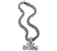 BISONBLUE Necklace Pendant Men Chain Women jewelry Hip hop Exaggerated Crown Letter Boss Pendant Nightclub Personalized Bounce Men'S Necklace Accessories Silver45Cm