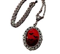 BISONBLUE Necklace Pendant Women Chain Necklaces for Women Ladies Sweater Chain Vampire Bat Necklace Crystal Embossed Pendant Red Crystal Black Bat Witch Necklace Party Mystery 01