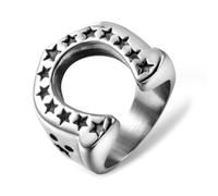 BISONBLUE Rings Men Ring Women Gift Finger Horseshoe U-Shaped Star Black Mens Rings Punk Hip Hop For Male Boyfriend Biker Creativity 13 R517