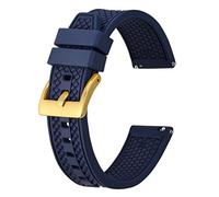 BISONSTRAP 18mm Silicone Watch Bands for Men, High Performance Fluororubber Rubber Watch Strap with Quick Release, (Dark Blue, Gold Buckle)