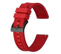 BISONSTRAP 18mm Silicone Watch Bands for Men, High Performance Fluororubber Rubber Watch Strap with Quick Release, (Red, Black Buckle)