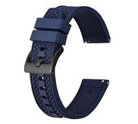 BISONSTRAP 20mm Silicone Watch Bands for Men, High Performance Fluororubber Rubber Watch Strap with Quick Release, (Dark Blue, Black Buckle)