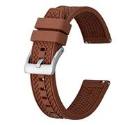 BISONSTRAP 22mm Silicone Watch Bands for Men, High Performance Fluororubber Rubber Watch Strap with Quick Release, (Chocolate Brown, Silver Buckle)