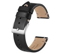 BISONSTRAP Distressed Leather Watch Strap, Watch Replacement Bands for Men, Quick Release Spring Bars, 20mm, Black (Silver Buckle)