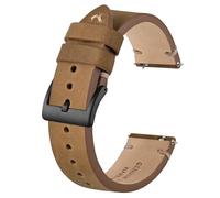 BISONSTRAP Distressed Leather Watch Strap, Watch Replacement Bands for Men, Quick Release Spring Bars, 20mm, Light Brown (Black Buckle)