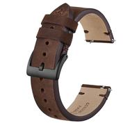 BISONSTRAP Distressed Leather Watch Strap, Watch Replacement Bands for Men, Quick Release Spring Bars, 18mm, Coffee Brown (Black Buckle)